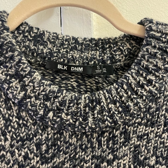 BLK DNM wool sweater, mixed navy and light gray knit, size S - Picture 2 of 3